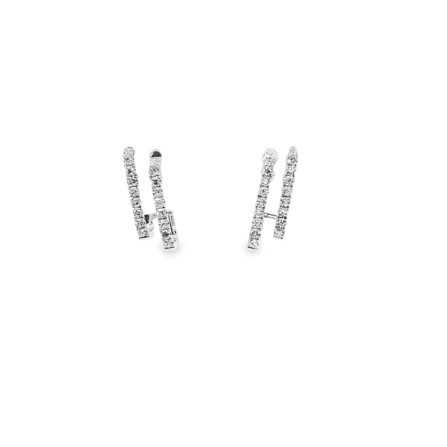 18K White Gold Diamnd Double Row Hoops 0.44Ct