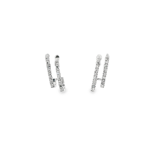 18K White Gold Diamnd Double Row Hoops 0.44Ct
