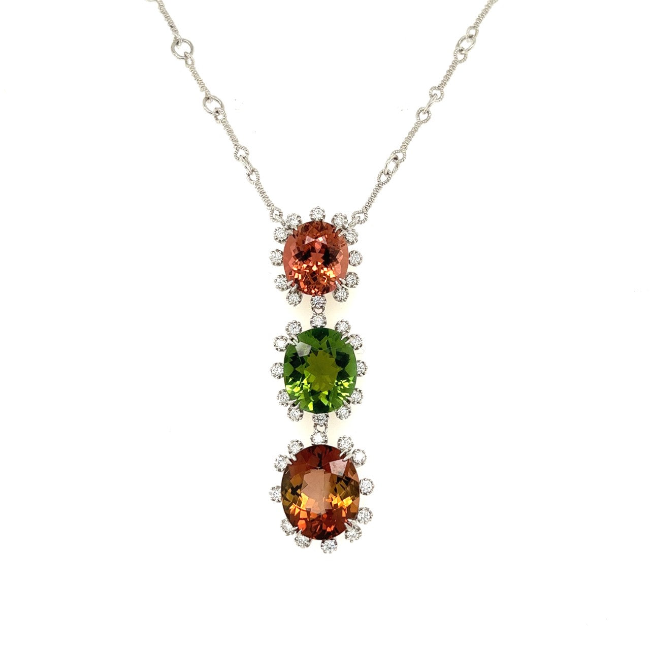 18k white gold tourmaline drop necklace 15.79ct