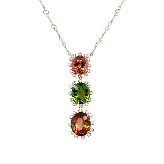 18k white gold tourmaline drop necklace 15.79ct