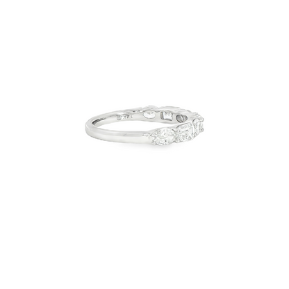 14K White Gold Lab Grown Diamond Alternating Emerald And Oval Band