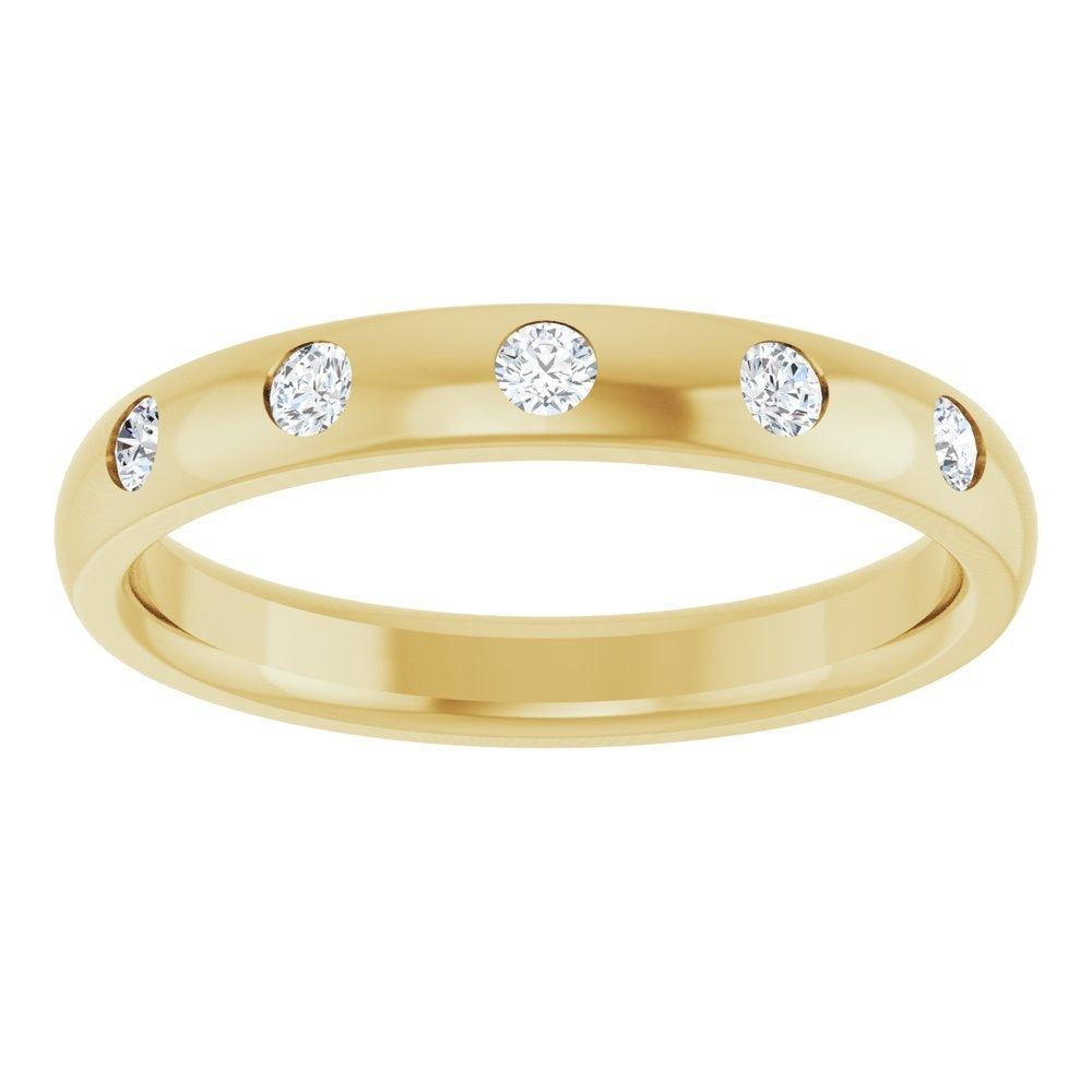 14K Yellow Gold 4mm Lab Burnish Set Band