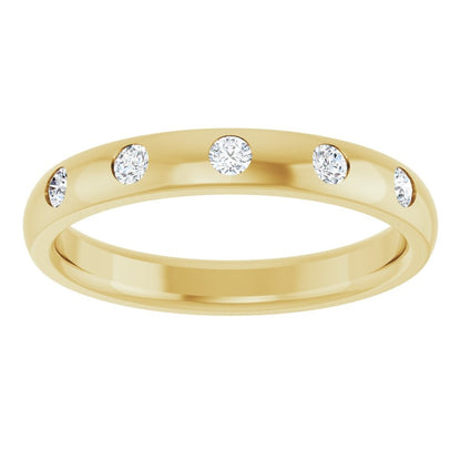 14K Yellow Gold 4mm Lab Burnish Set Band