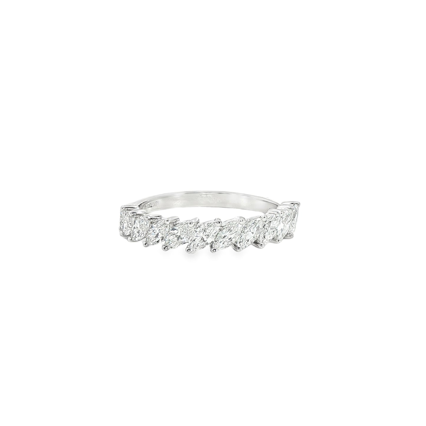 18K White Gold Slanted Marquis Diamond Band