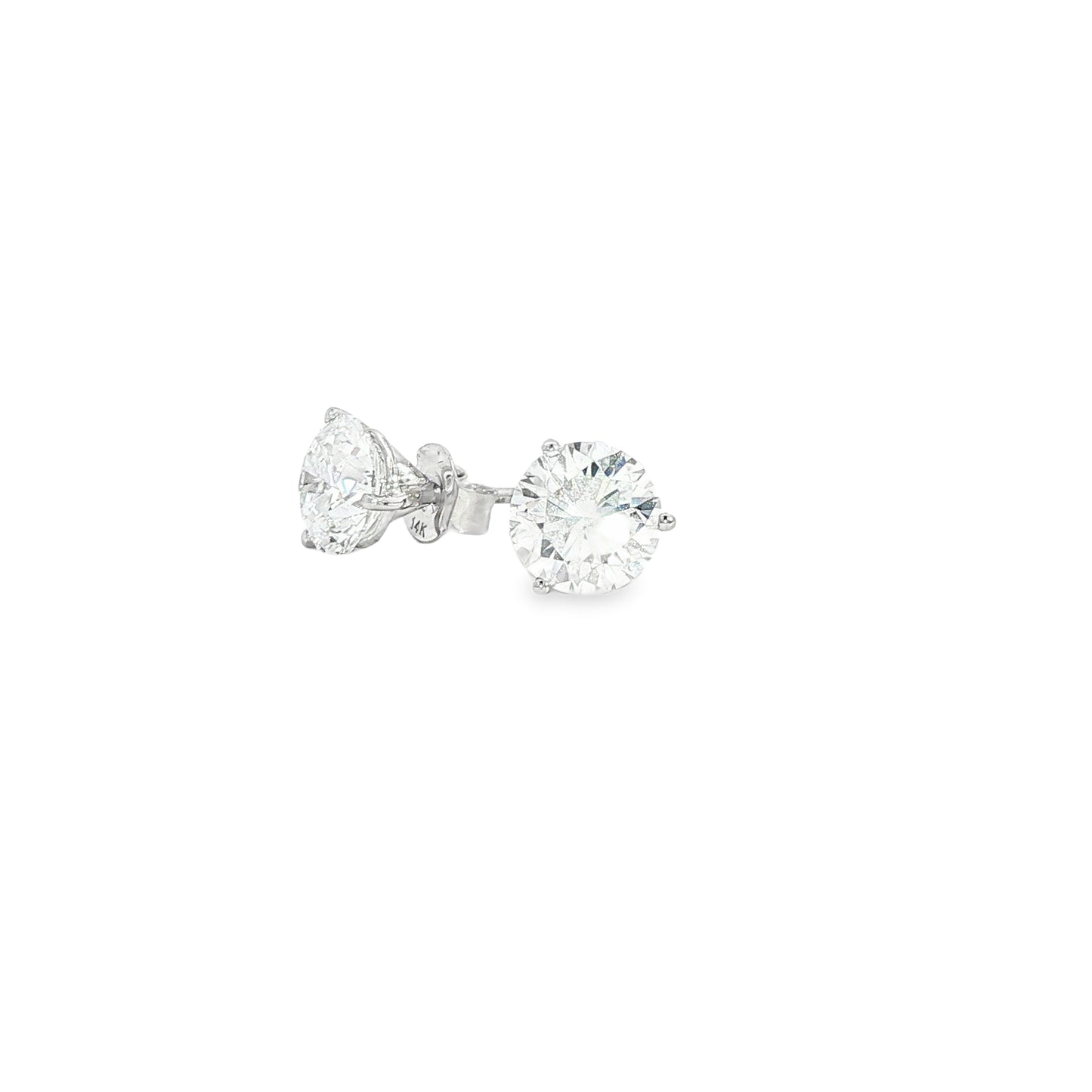 14K Wg Lab Round Diamond Studs 3.00Cttw  E Color Vvs2