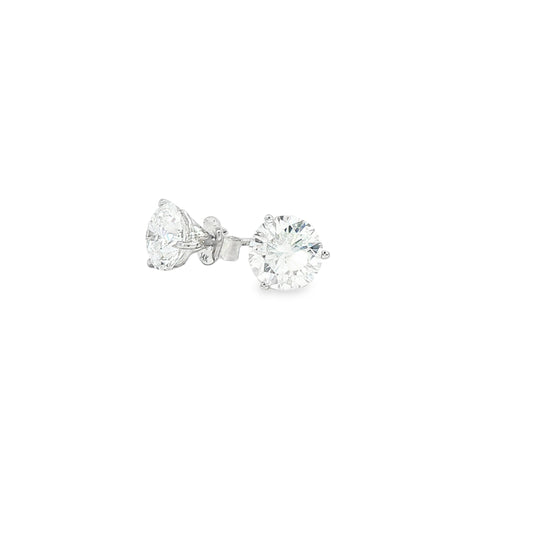 14K Wg Lab Round Diamond Studs 3.00Cttw  E Color Vvs2