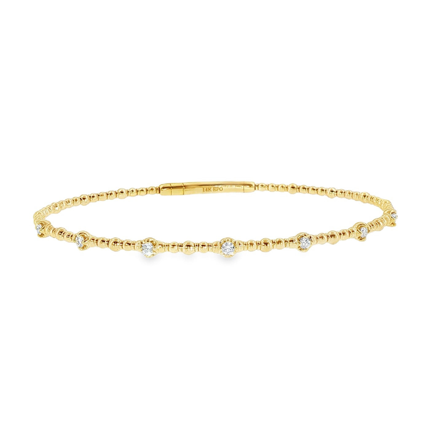 14K Yellow Gold Diamond Flex Bracelet  With 7 Stations With Diamonds Totaling 0.21Ct