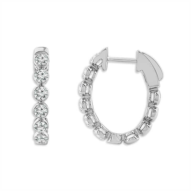 14K  White Gold Lab Grown Diamond  Hoops Sky Set 1.00ctw