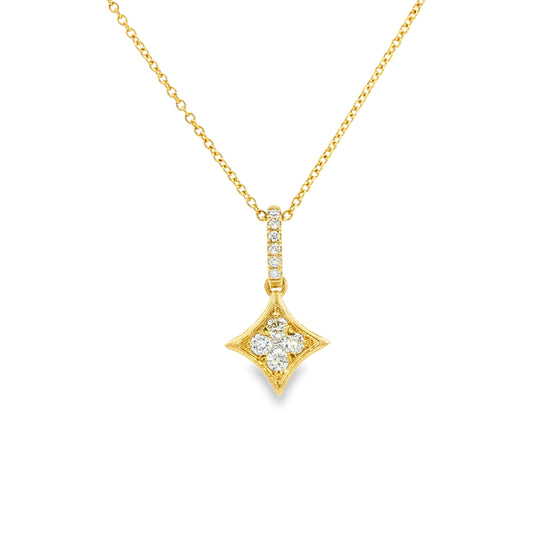 14K Yellow Gold Diamond Shape Pendant With Enhancer Diamond Bale 0.26Ctw
