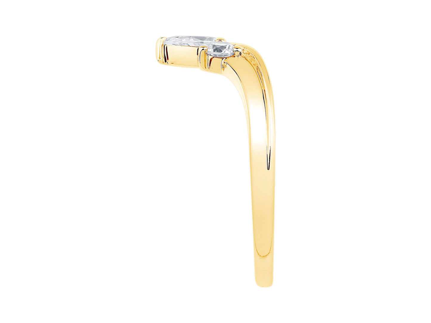 14K Yellow Gold Lab Diamond Mixed Facny Shape Contour Wedding Band Containing 0.37Ctw
