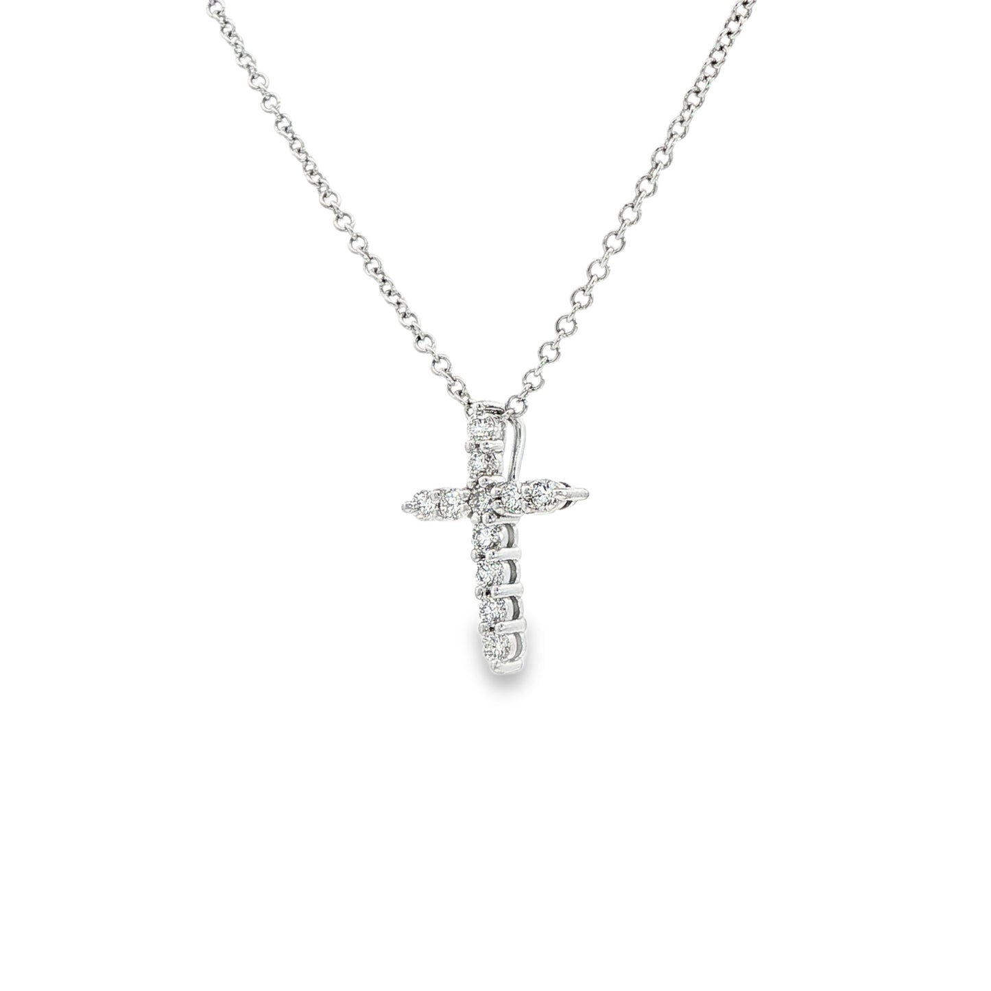 14K White Gold Diamond Cross Pendant Necklace 0.25ctw