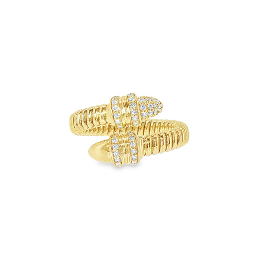 14K Yellow Gold Flex Diamond Wrap Ring 0.18Ctw Size 6,5