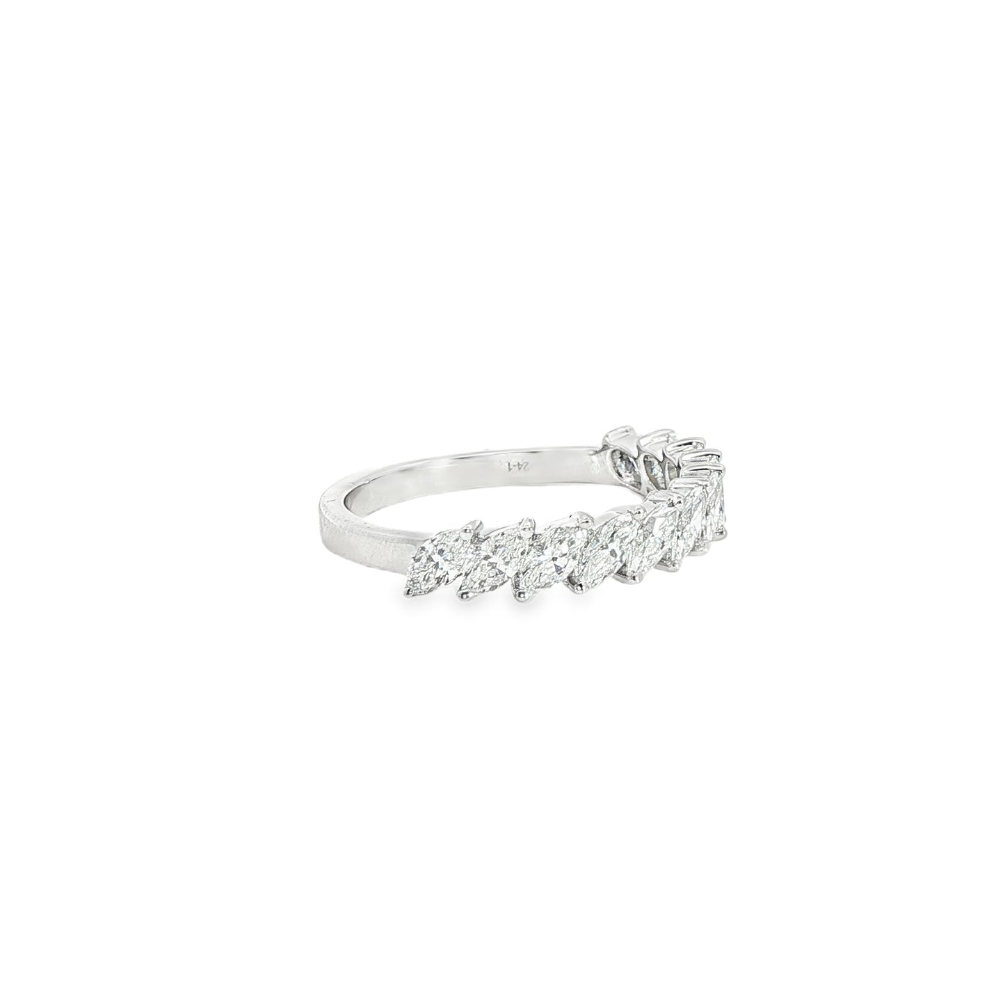 18K White Gold Slanted Marquis Diamond Band