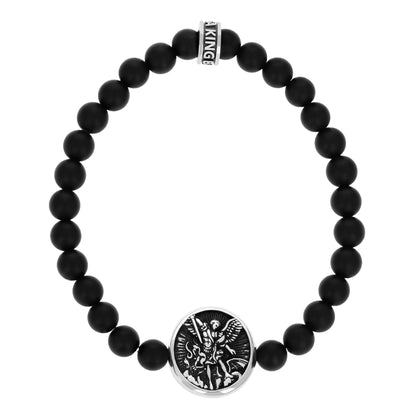 SAINT MICHAEL ONYX BEADED BRACELET