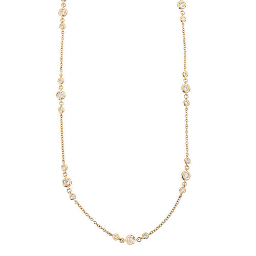 14k yellow gold diamond by the yard fashion necklace 1.20ct