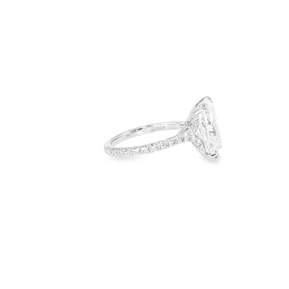 18K White Gold Lab Radiant Cut Diamond Engagment Ring With Contour Gallery Rail And Double Claw Prongs 5.12CT