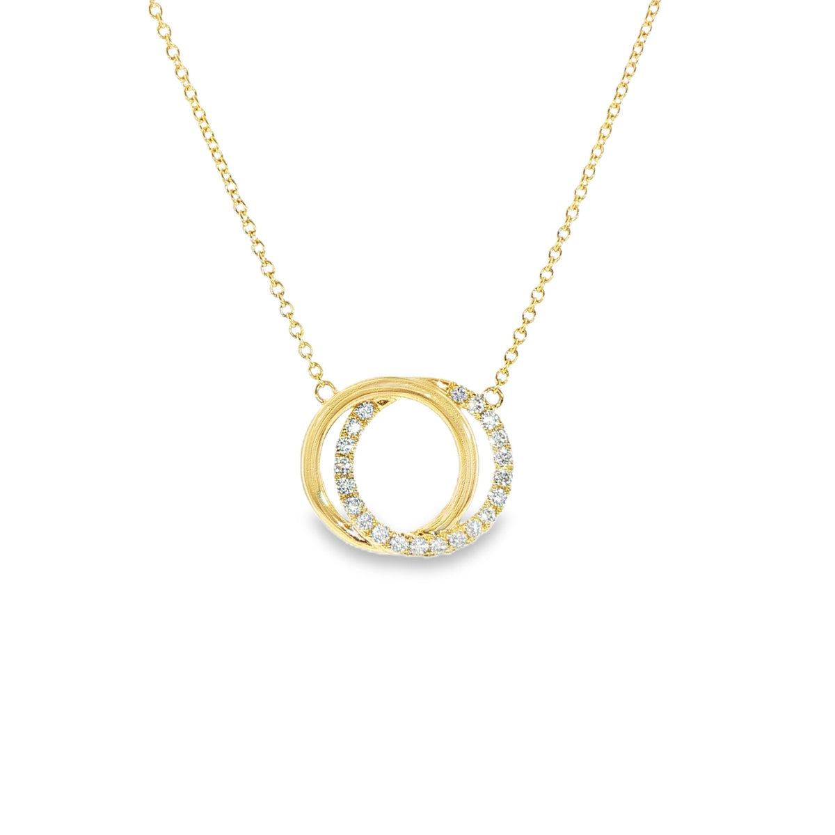 14K Yellow Gold Circle Pendant Necklace 0.20Ctw