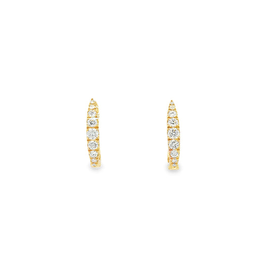 18K Yellow Gold Diamond Hoop Earrings Containing 18 Rounds 0.39Ctw