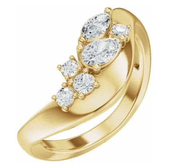 14K Yellow Gold Contour Lab Grown Diamond Diamond Band 0.50ctw