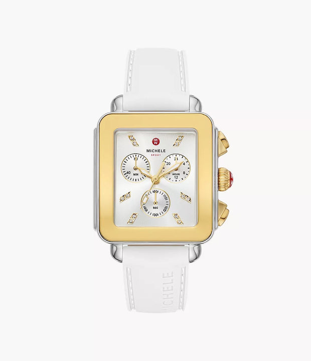 deco sport gold-tone white silicone watch