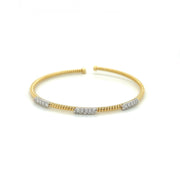 18k yellow gold three station diamond cuff 0.40ct