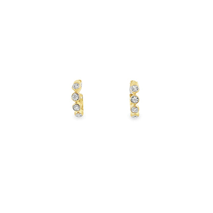 14K Yellow Gold Huggie Hoop Fashion Earrings 0.10Ct