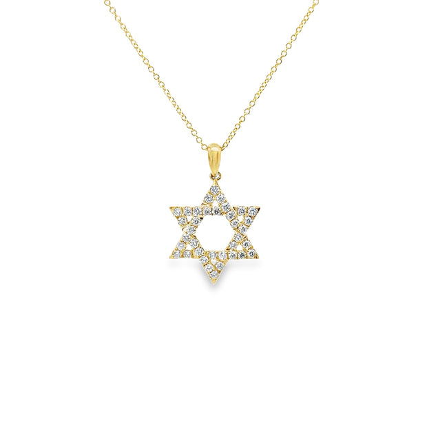 18K Yellow Gold Diamond Star Of David Necklace