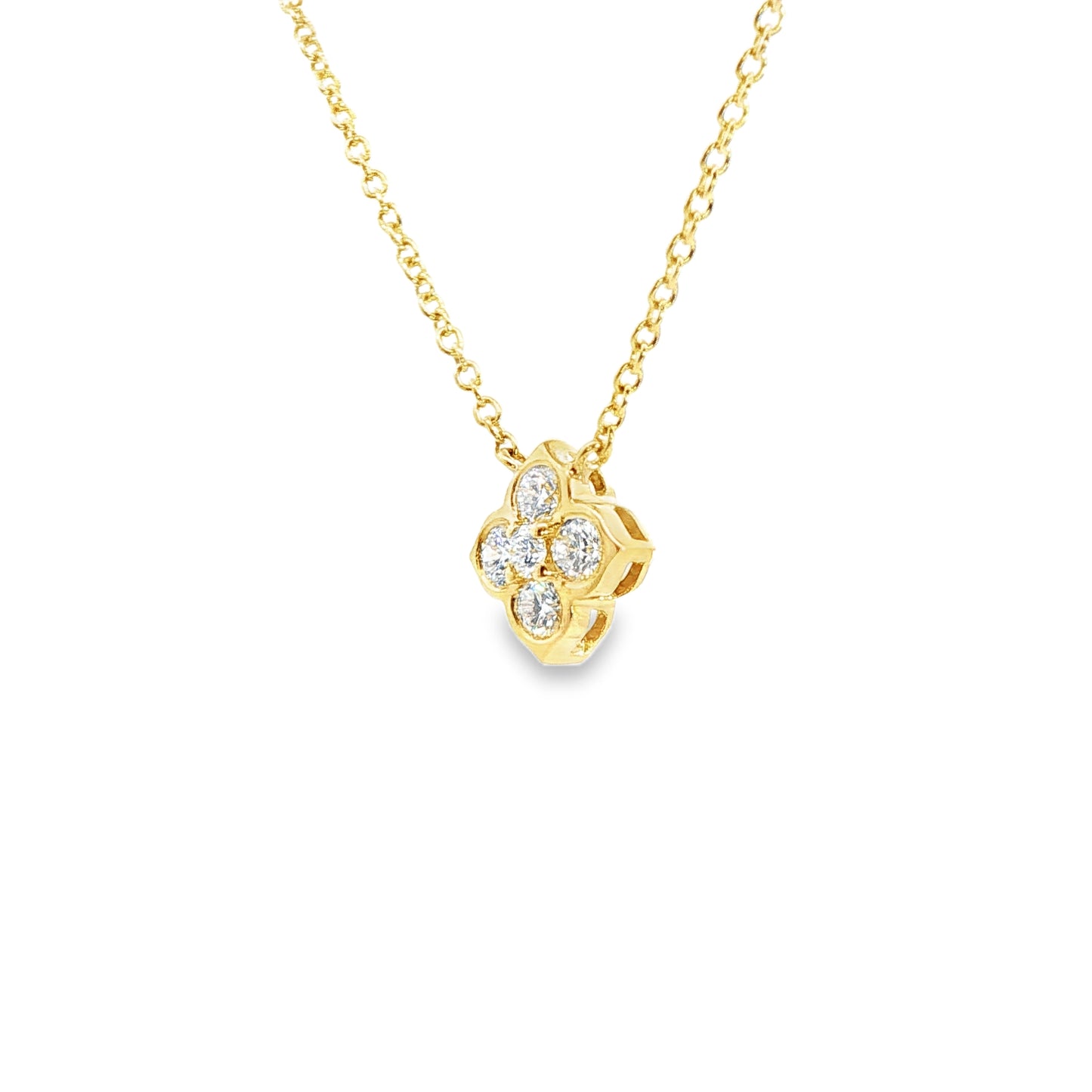 18K Yellow Gold "Diamond" Cluster Pendant Containing 5 Round Diamonds 0.47Ctw