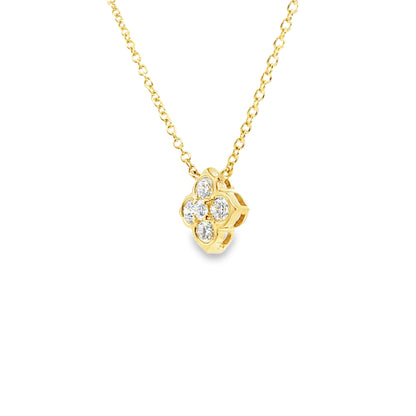 18K Yellow Gold "Diamond" Cluster Pendant Containing 5 Round Diamonds 0.47Ctw