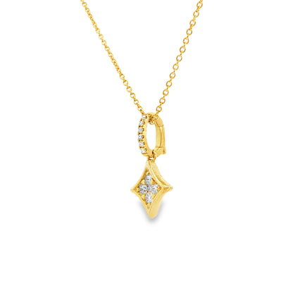 14K Yellow Gold Diamond Shape Pendant With Enhancer Diamond Bale 0.26Ctw