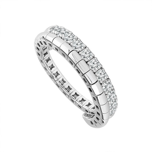 14K White Gold 1/2 Way Around Diamond Flex Ring 0.50Ctw