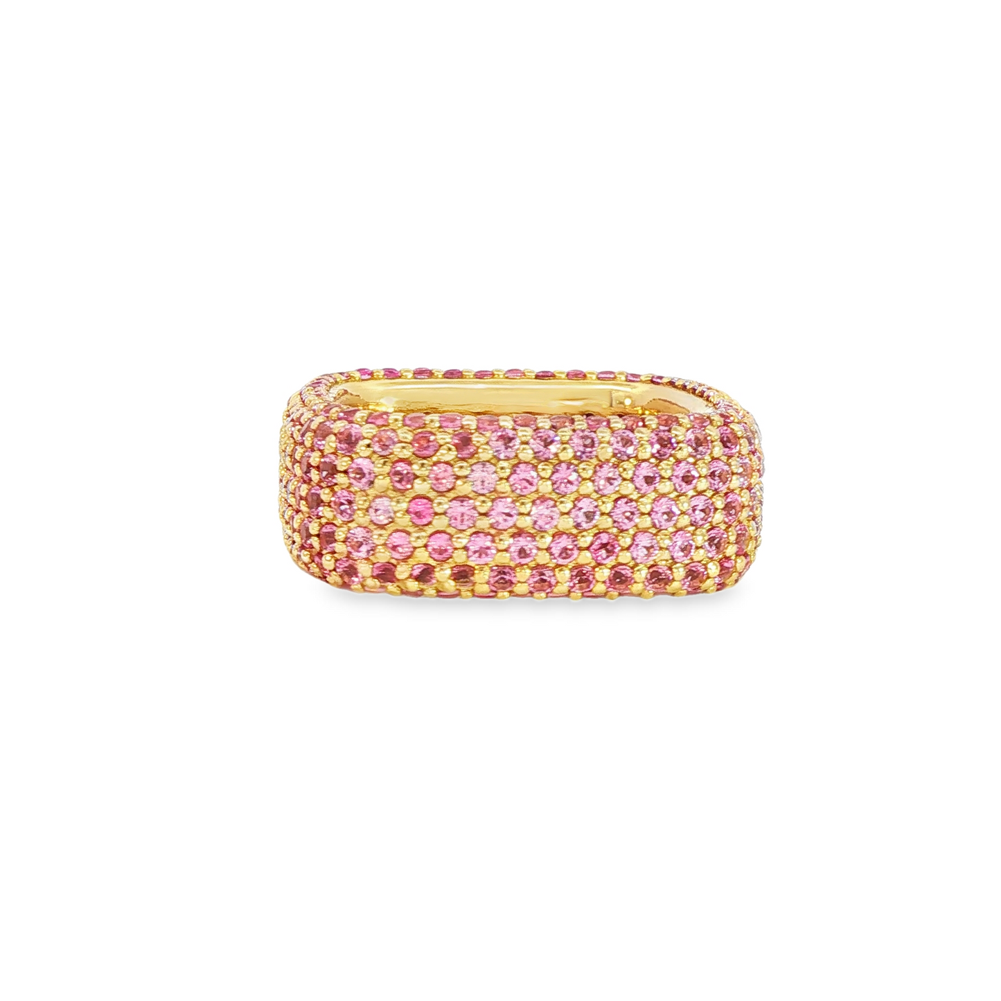 18K Yellow Gold Fancy Pink Diamond Square Fashion Ring 6.20Ctw