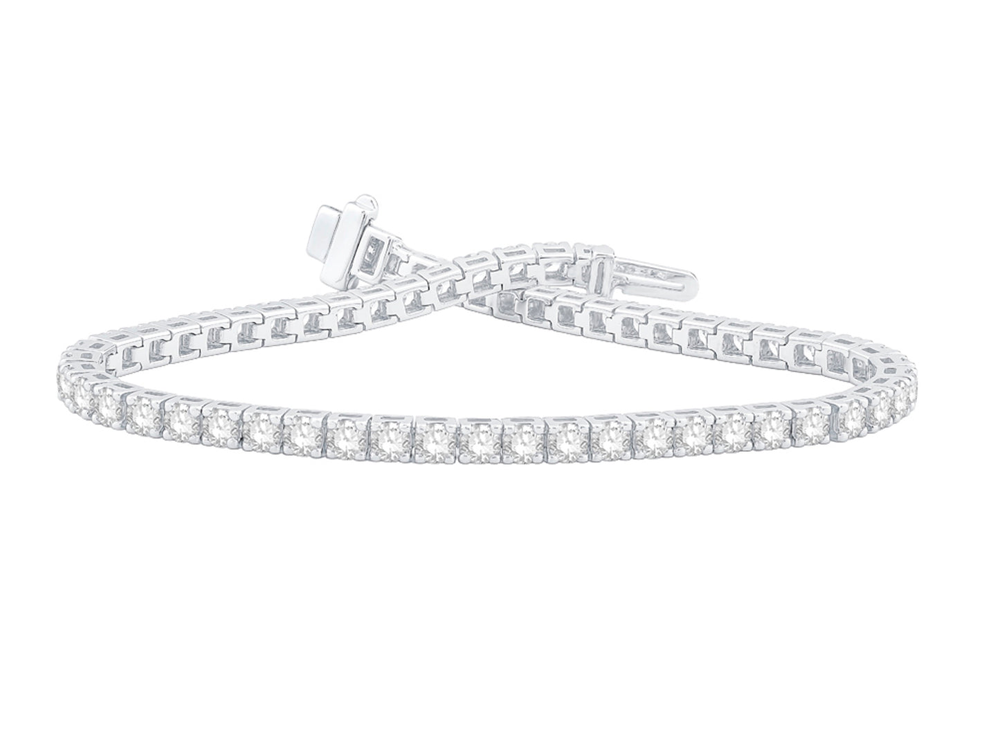 Rhodium Plated Sterling Silver Lab Diamond Tennis Bracelet 5.00Ctw 7.25"