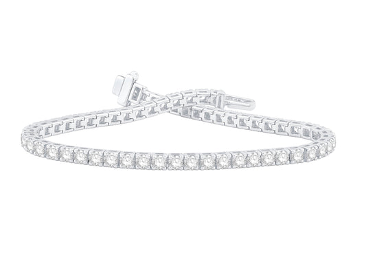 Rhodium Plated Sterling Silver Lab Diamond Tennis Bracelet 5.00Ctw 7.25"