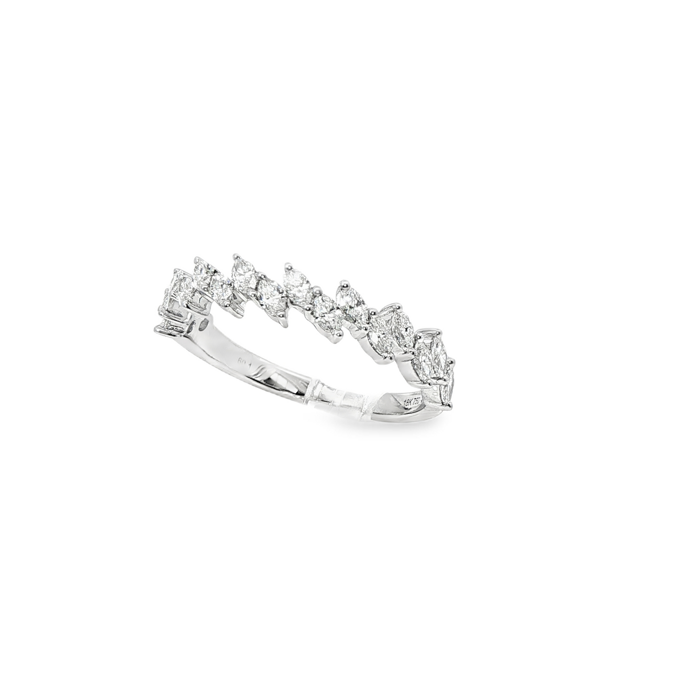 18K White Gold Marquis Shaped Diamond Fashion Ring 0.56Ctw