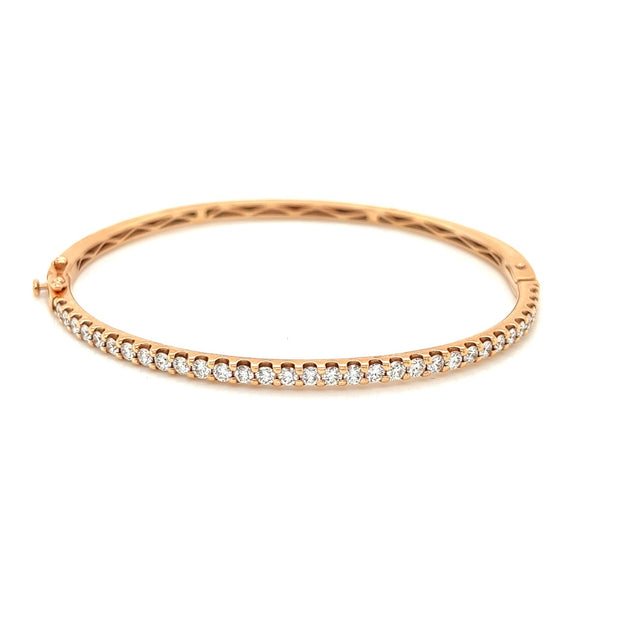Lady's 14 K Rose Gold Bracelet With 32 Roun Diamonds Totaling 1.30Ctw