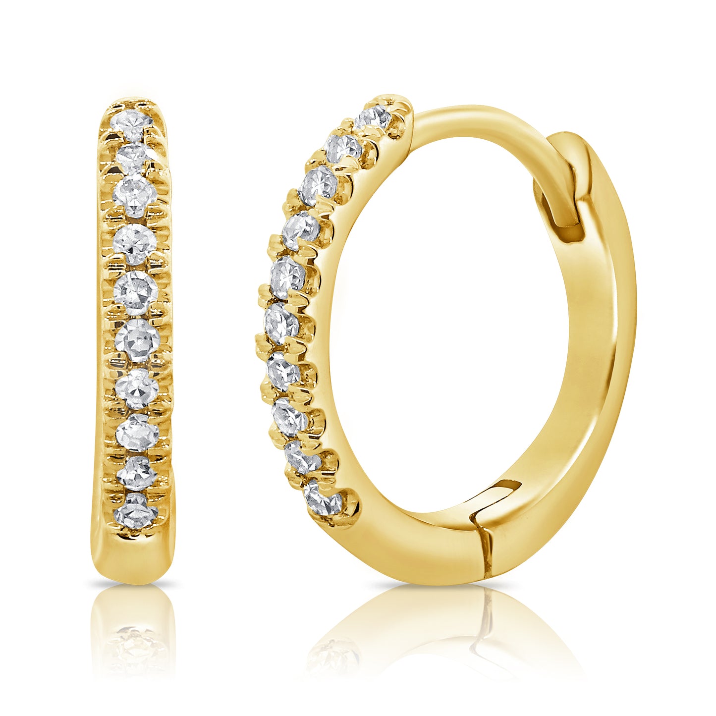 14K Yg Small Diamond Hoop D=0.06Ct