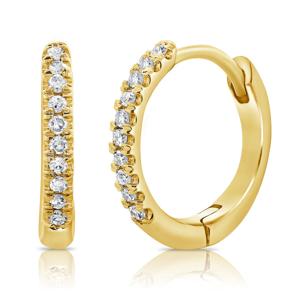 14K Yg Small Diamond Hoop D=0.06Ct