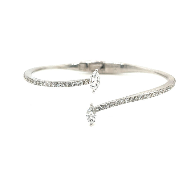 18k white gold open diamond marquise cuff 2.10ct