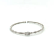 18K White Gold Single Station 0.25Ct Flex Bangle Bracelet