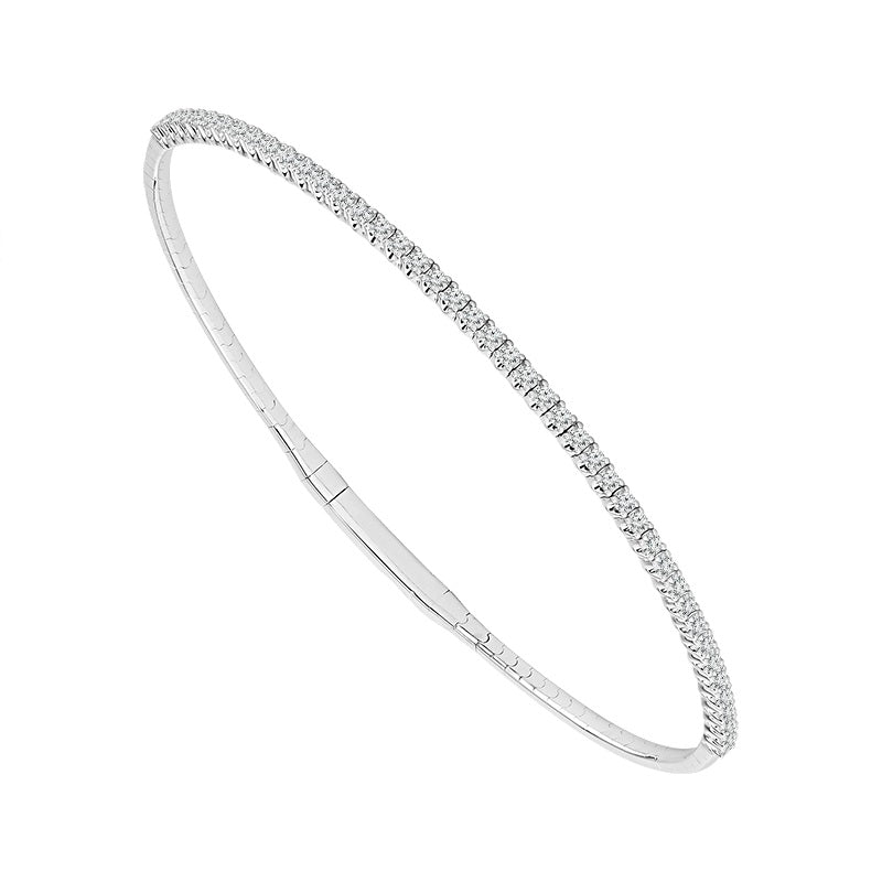 14K White Gold 1/2 Way Diamond Flex Bangle 0.50Ctw
