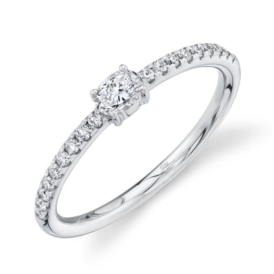 14k white gold stackable diamond pave oval ring 0.33ct