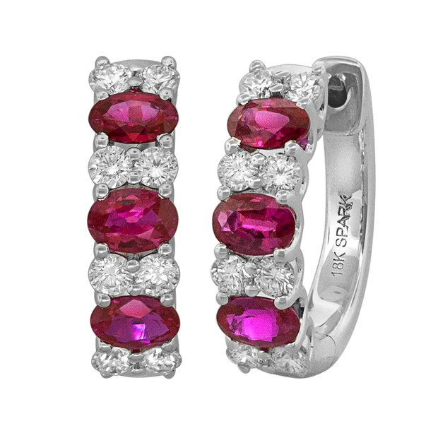 18k white gold ruby and diamond hoops