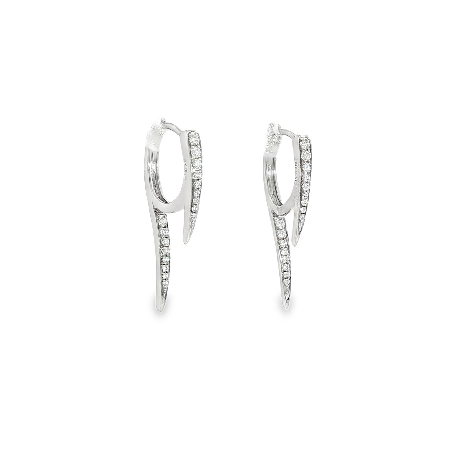 18K White Gold Diamond Huggie Hoop Earrings 0.20Ctw