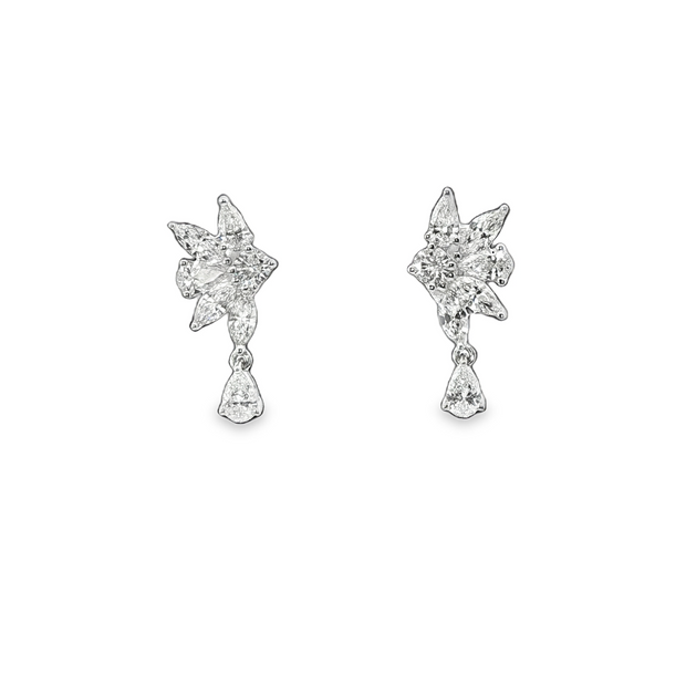18K White Gold Mixed Diamond Earrings 1.41Ctw