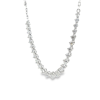18K White Gold Diamond Section Chain Necklace Containing 1.93Ctw Of Round Diamonds