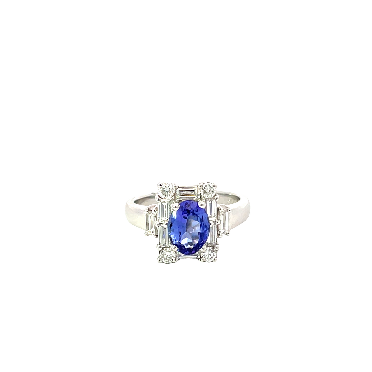 18K WHITE GOLD TANZANITE AND DIAMOND RING