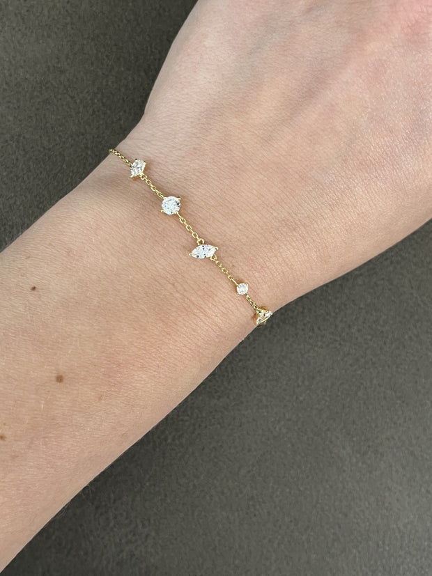 Fancy Shape Diamond Station Bracelet 0.68ct