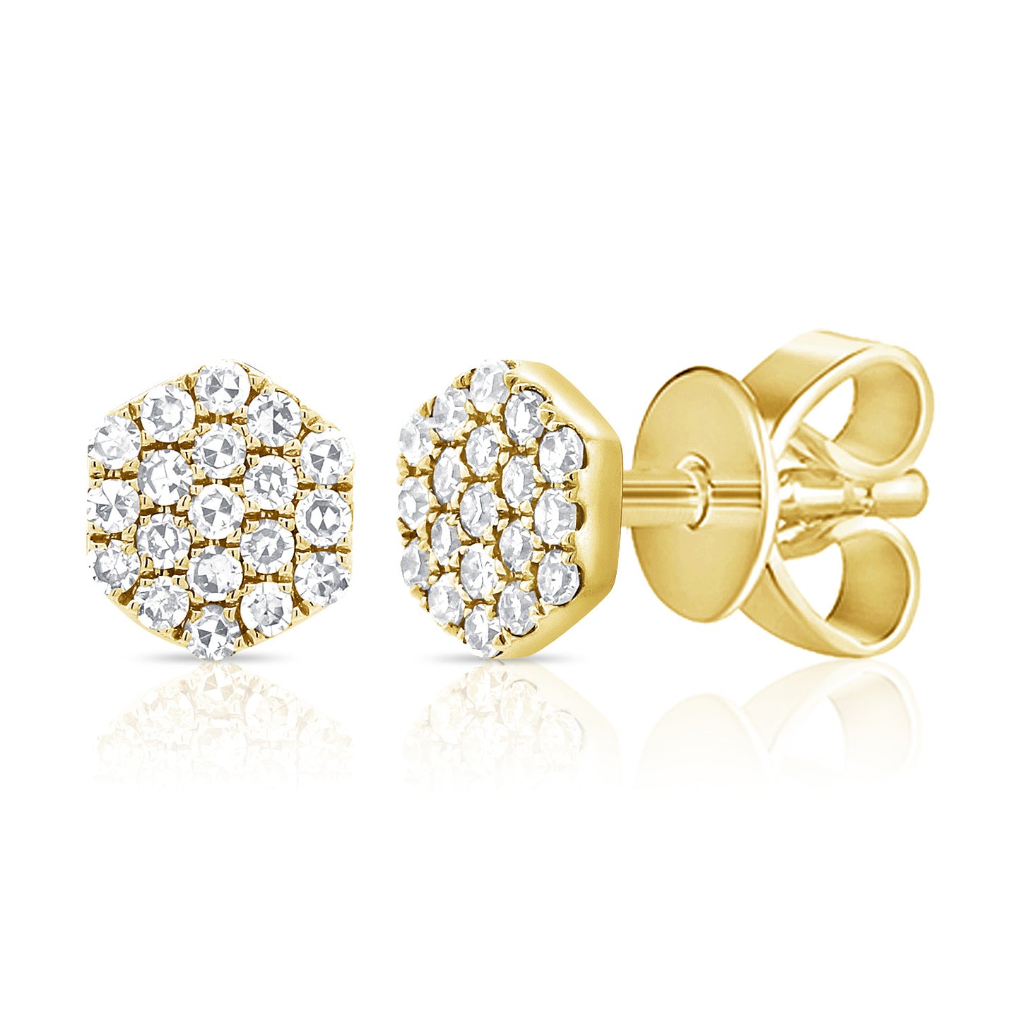 14K Yellow Gold Fashion Stud Earrings 0.10Ct