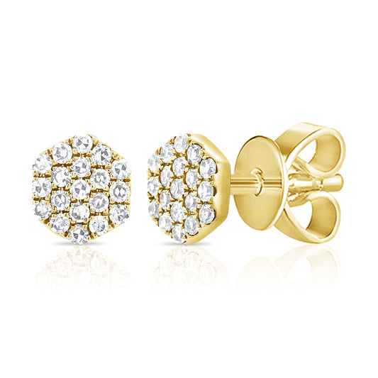 14K Yellow Gold Fashion Stud Earrings 0.10Ct